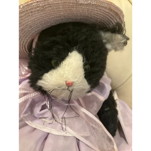 Vintage 1980s Bunnies By The Bay And Friends Black Cat Plush Lettie Lilac set - Picture 10 of 12